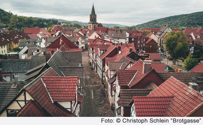 Luftaufnahme der Brotgasse in Rotenburg an der Fulda ca. 58 km entfernt vom Hotel Landhotel Kern in Bad Zwesten